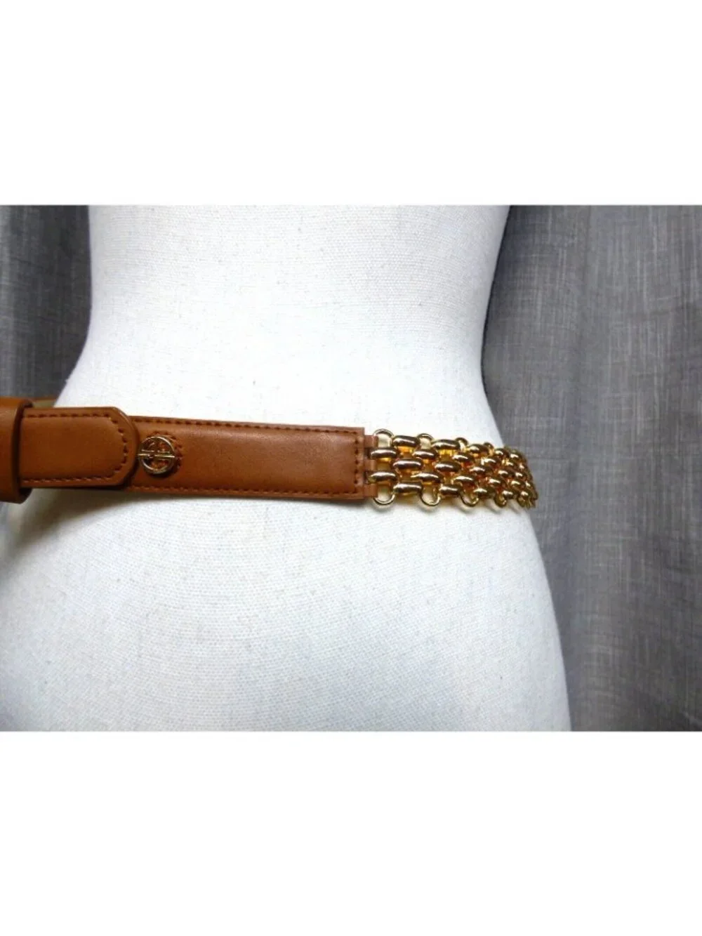 Giani Bernini Metal Link Belt Cognac, Sz. XL